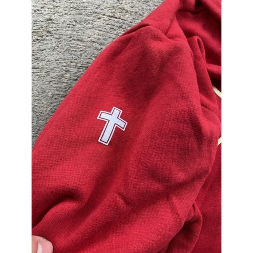 Orange Lutheran Hoodie Sweatshirt Mens Large Red Soccer Football Pullover Adidas